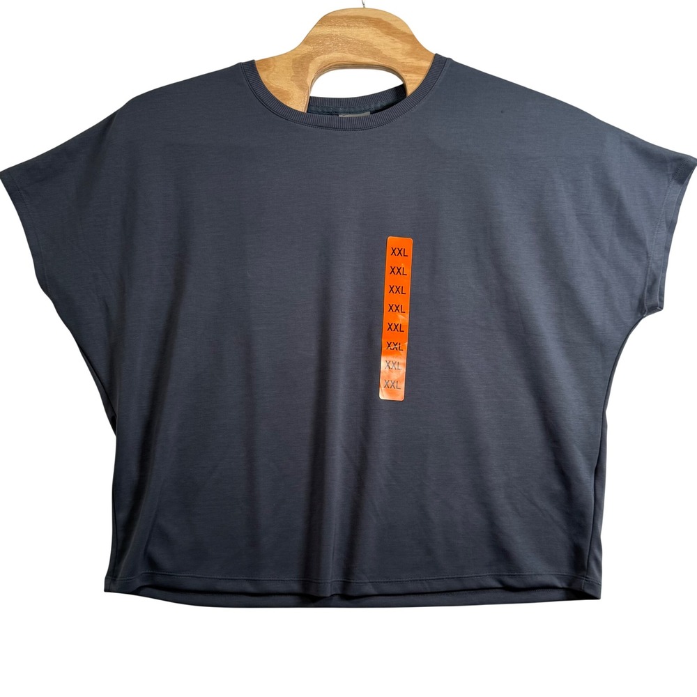 NWT 32 Degrees Women XXL Short Sleeve Tee Dark Gray Boxy Relaxed Fit Athleisure